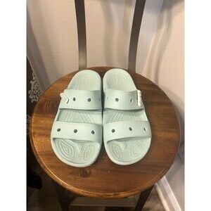 Crocs Slide Sandals Women’s size 7 Mint Rubber Classic Flip Flop Slip On Shoe